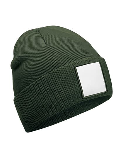 Appliqué Patch Beanie — Olive Green