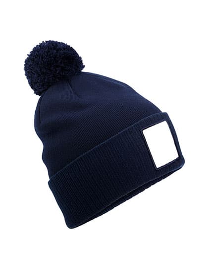 Appliqué Patch Pom Beanie — Oxford Navy