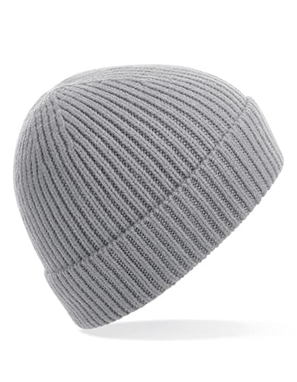 Engineered Knit Ribbed Beanie — Light Grey