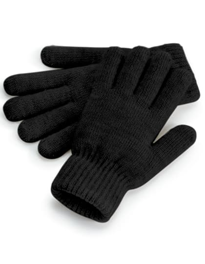 Cosy Ribbed Cuff Gloves — Black Marl