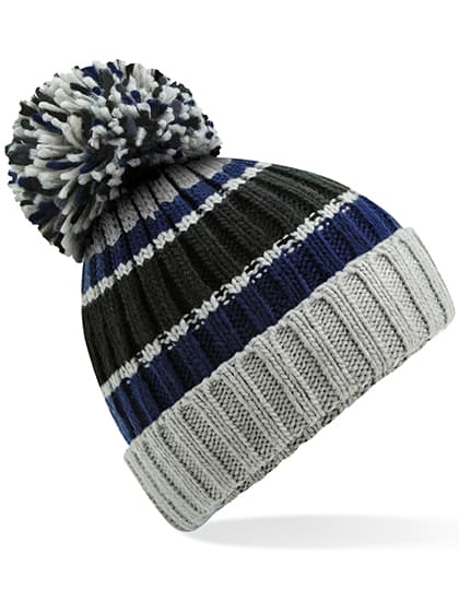 Hygge Striped Beanie — Blue Steel