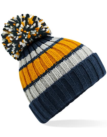Hygge Striped Beanie — Dijon Blue