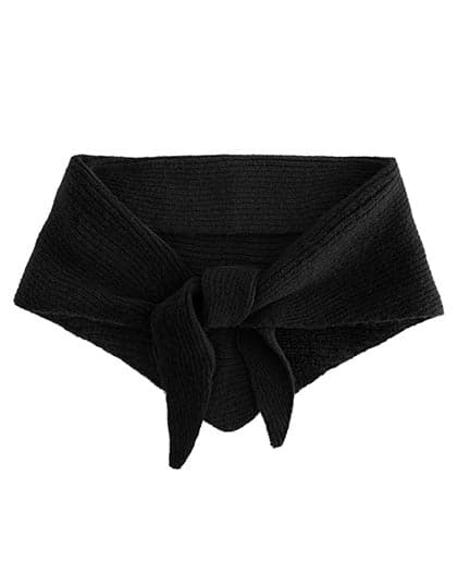 Knitted Triangle Scarf — Black