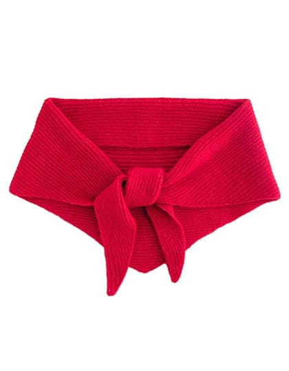 Knitted Triangle Scarf — Bright Red