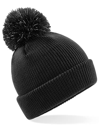 Junior Reflective Bobble Beanie — Black
