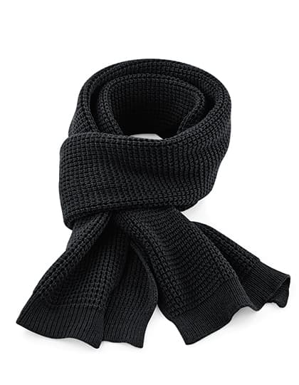 Classic Waffle Knit Scarf — Black