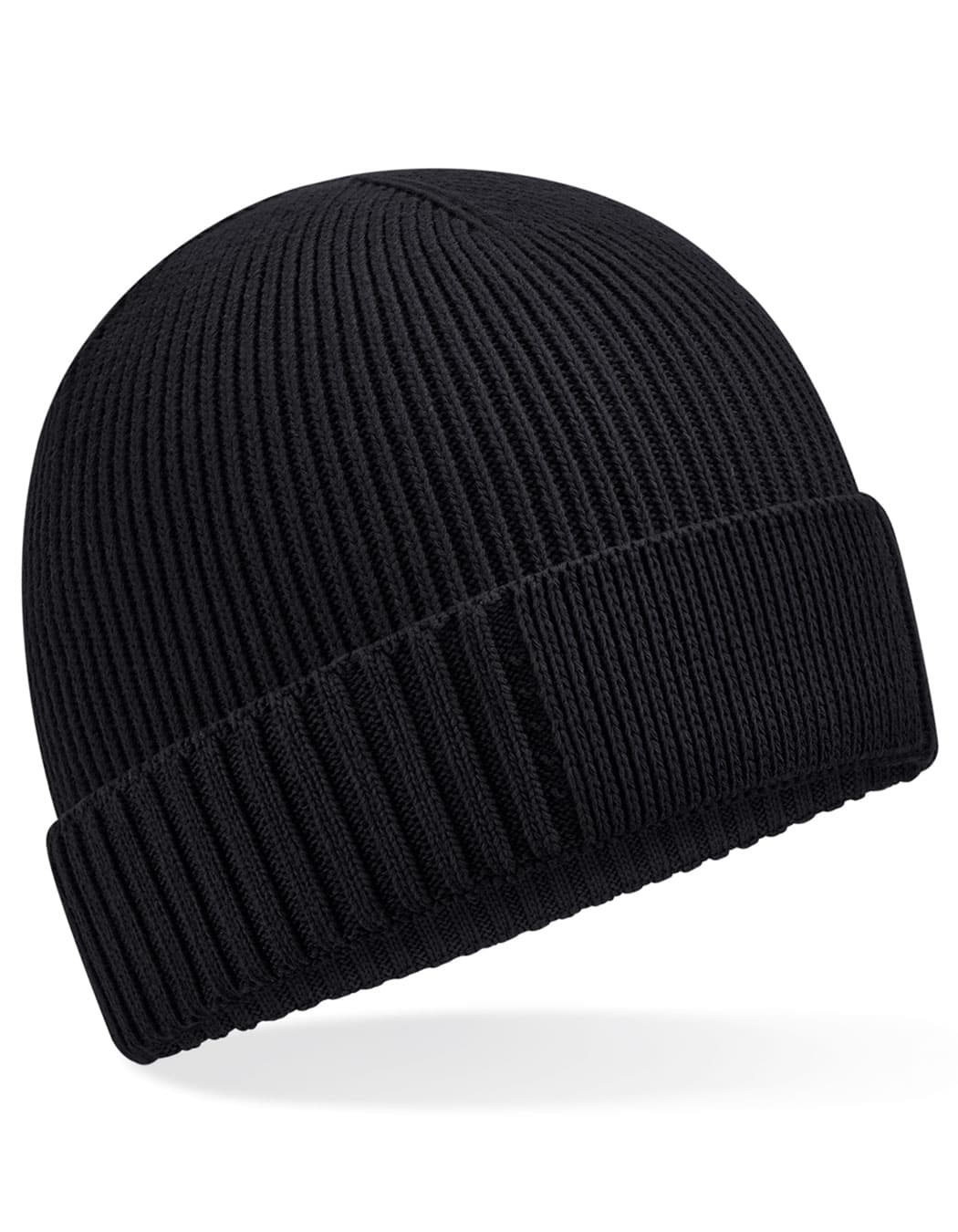 Organic Cotton Engineered Patch Beanie — Black