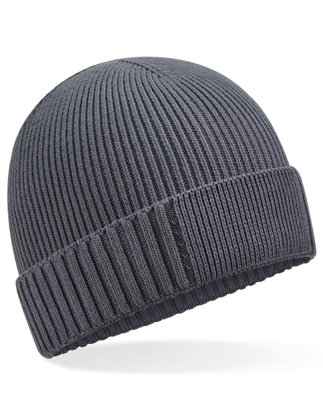 Organic Cotton Engineered Patch Beanie — Graphite Grey