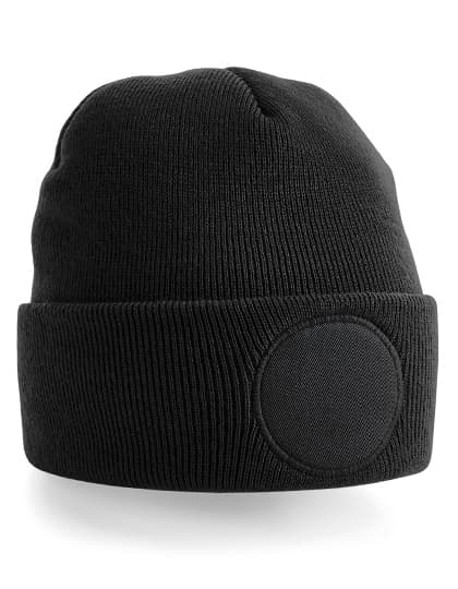 Circular Patch Beanie — Black
