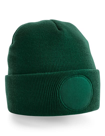 Circular Patch Beanie — Bottle Green
