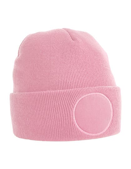 Circular Patch Beanie — Dusky Pink