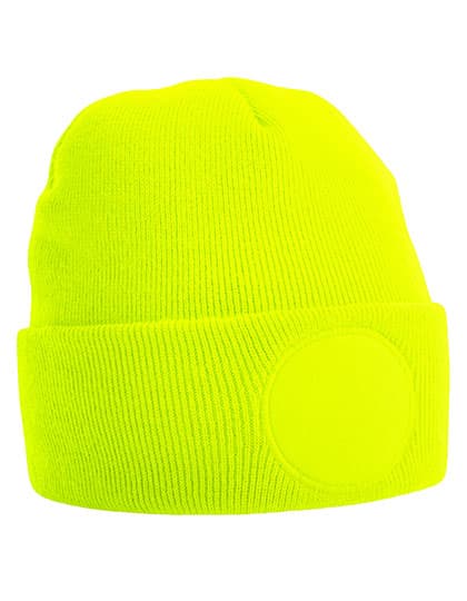 Circular Patch Beanie — Fluorescent Yellow