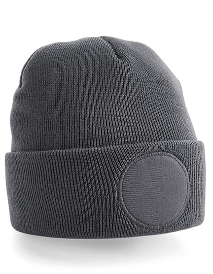 Circular Patch Beanie — Graphite Grey