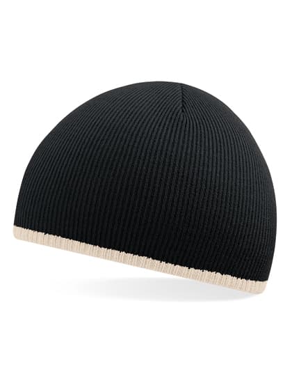 Two-Tone Pull-On Beanie — Black