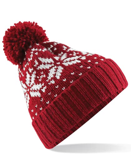 Fair Isle Snowstar® Beanie — Classic Red