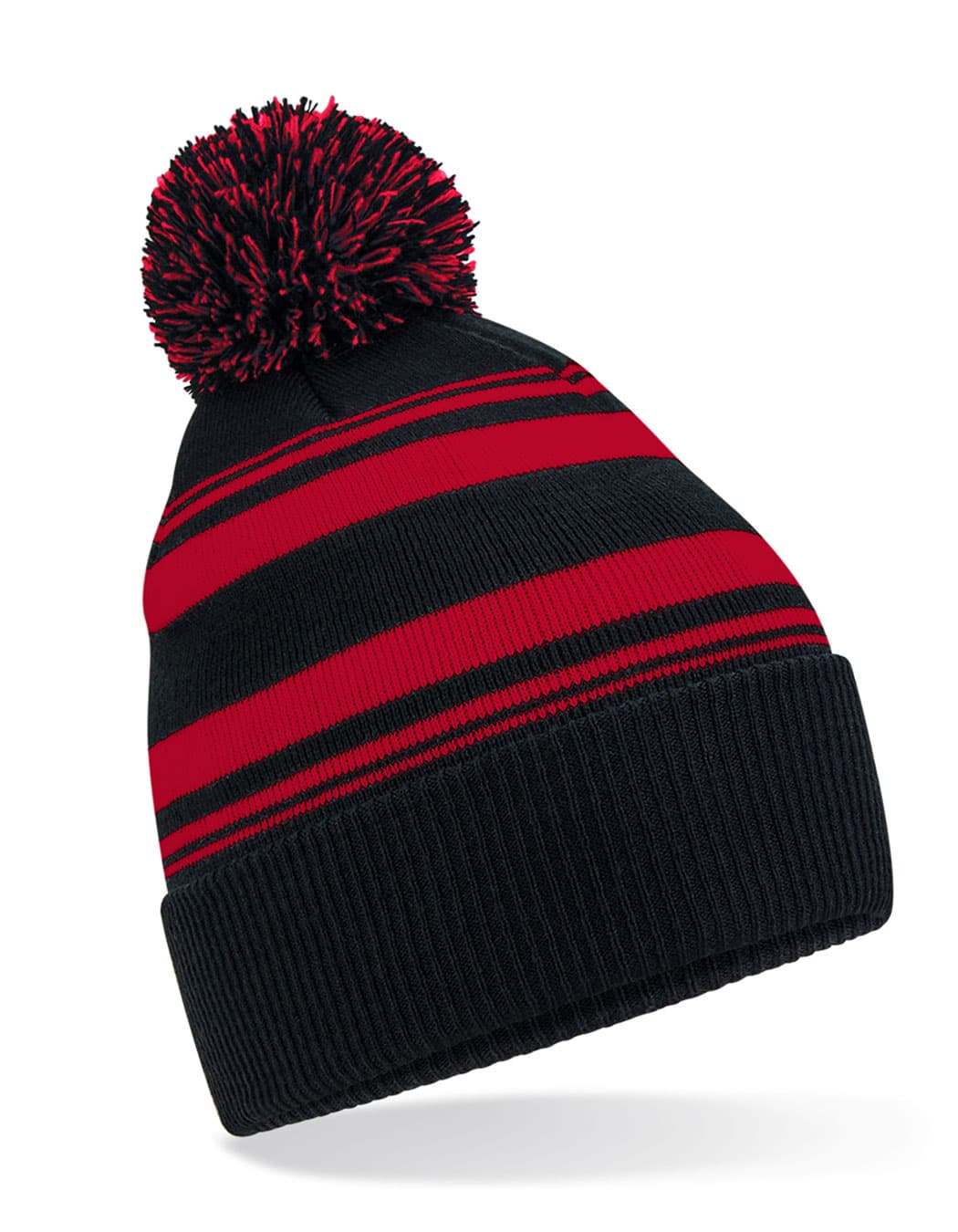 Striped Fan Beanie — Black