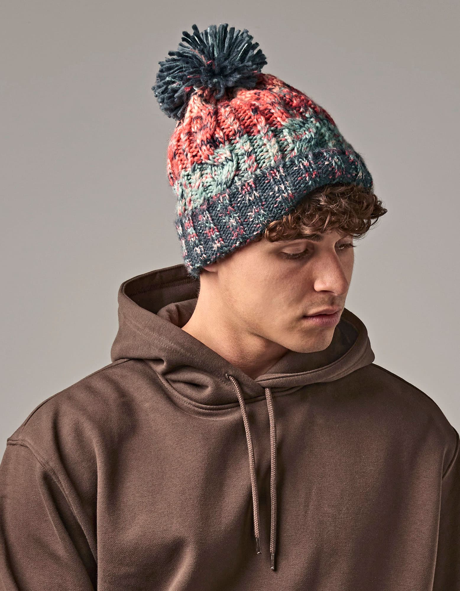 Corkscrew Pom Pom Beanie