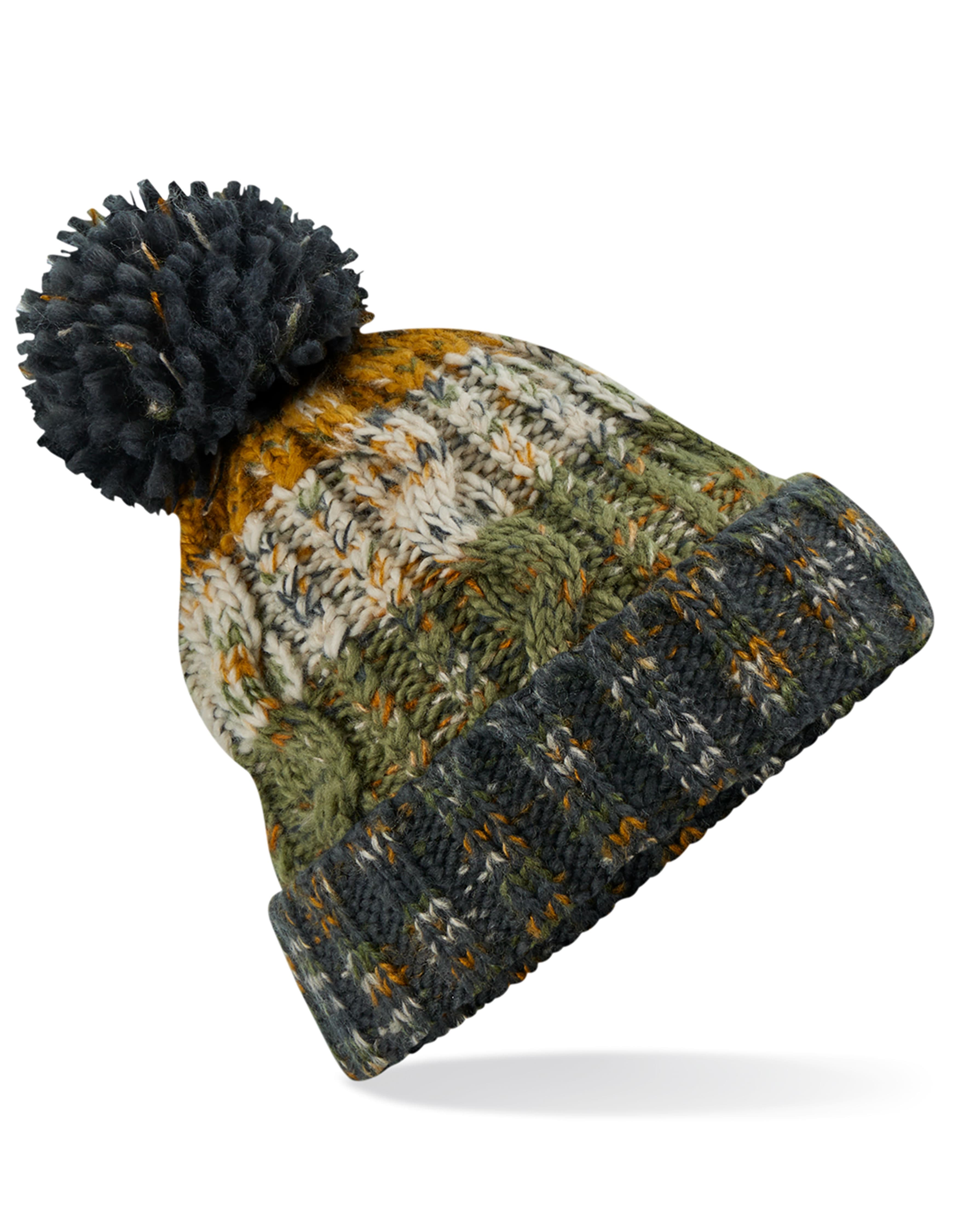 Corkscrew Pom Pom Beanie — Autumn Moss