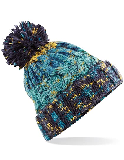 Corkscrew Pom Pom Beanie — Marine Splash