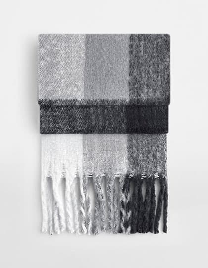 Fluffy Check Scarf — Grey Check