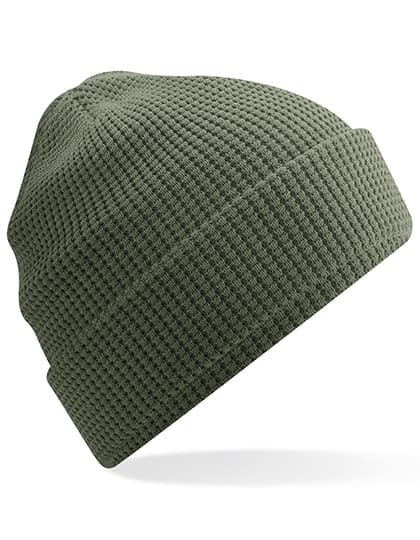 Organic Cotton Waffle Beanie — Olive Green