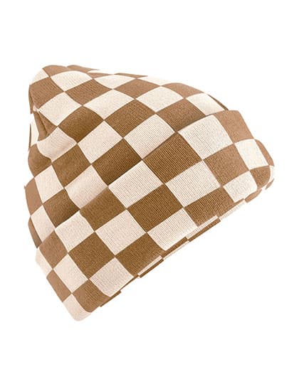 Checkerboard Beanie — Biscuit