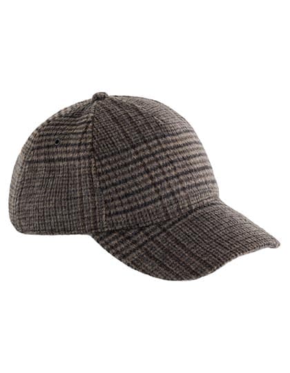 Wool Blend Check Cap — Brown Plaid