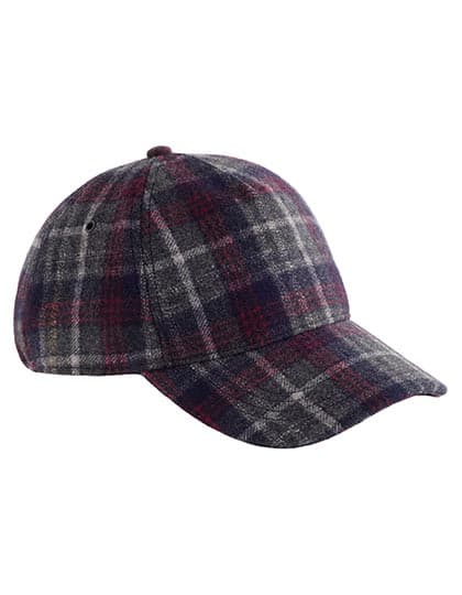 Wool Blend Check Cap — Navy Plaid