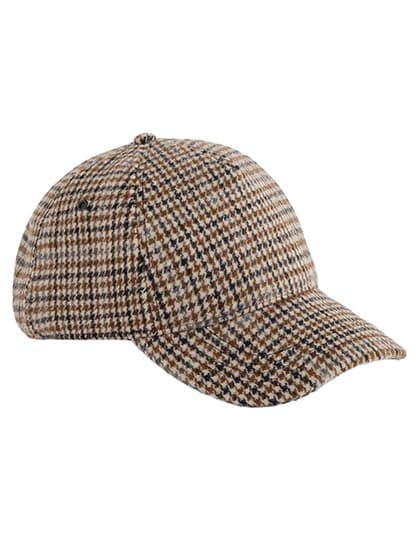 Wool Blend Check Cap — Tan Houndstooth