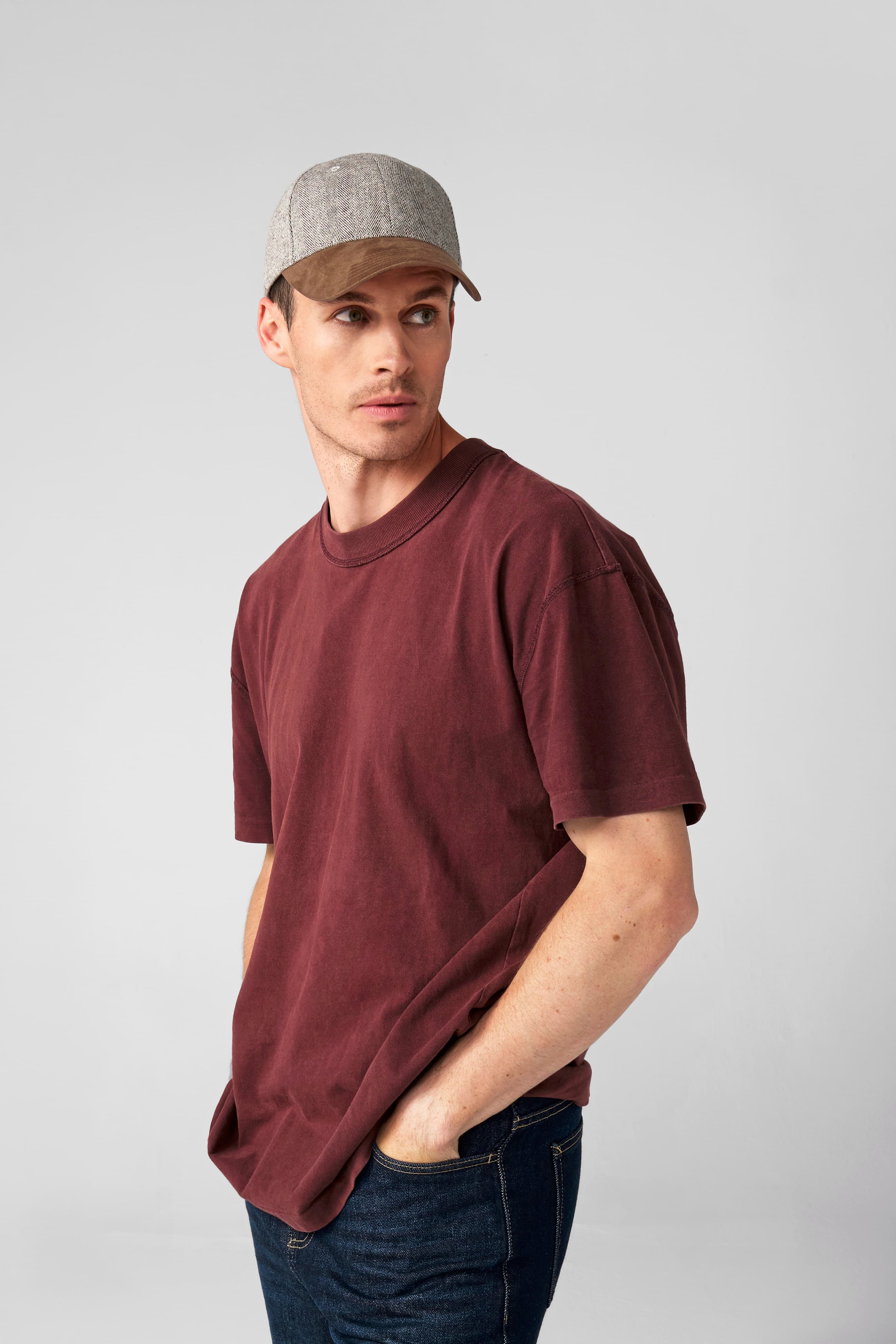 Suede Peak Herringbone Cap