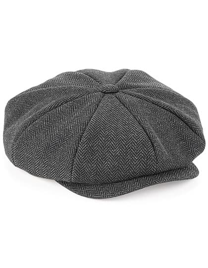 Heritage Baker Boy Cap — Charcoal Herringbone
