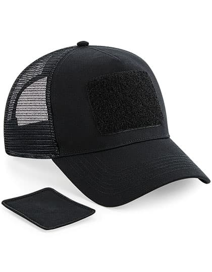 Removable Patch Snapback Trucker — Black