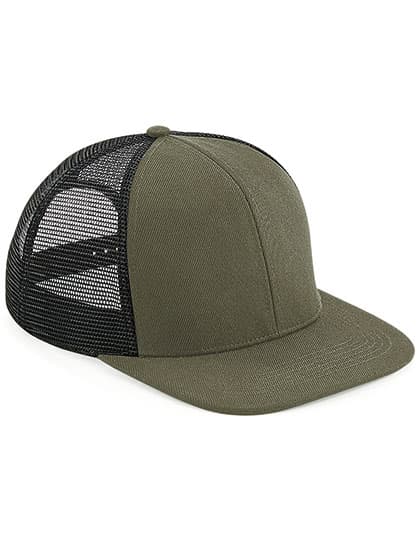 Original Flat Peak 6 Panel Trucker Cap — Olive Green