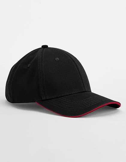 EarthAware® Classic Organic Cotton 6 Panel Cap - Sandwich Peak — Black