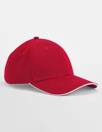 EarthAware® Classic Organic Cotton 6 Panel Cap - Sandwich Peak — Classic Red