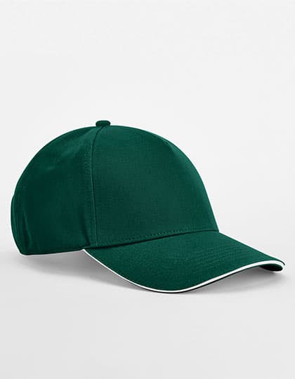 EarthAware® Classic Organic Cotton 5 Panel Cap - Sandwich Peak — Bottle Green