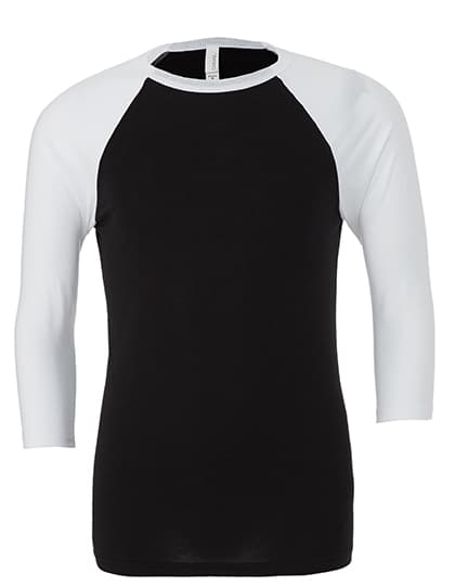 Unisex 3/4 Sleeve Baseball T-Shirt — Black