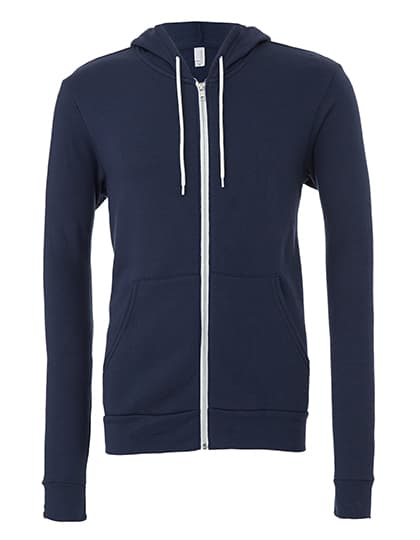 Unisex Poly-Cotton Fleece Full-Zip Hoodie — Navy