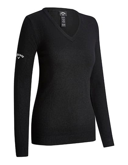 Ladies V-Neck Merino Sweater — Black Onyx