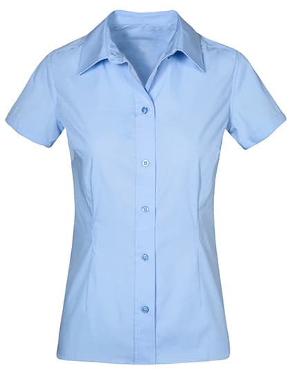 Women´s Poplin Shirt Short Sleeve — Light Blue