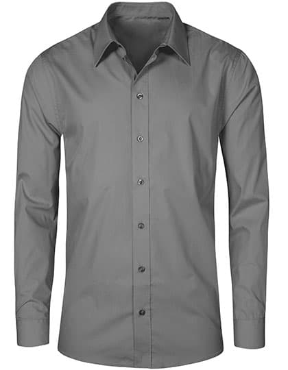 Men´s Poplin Shirt Long Sleeve — Steel Grey (Solid)