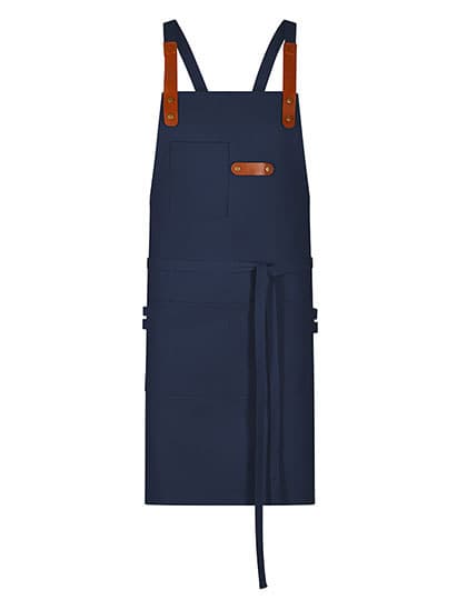 Latzschürze Canvas mit Zier-Label — Navy