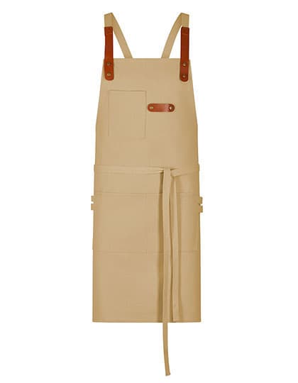Latzschürze Canvas mit Zier-Label — Sand