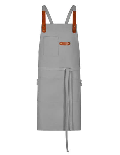 Latzschürze Canvas mit Zier-Label — Silver Grey