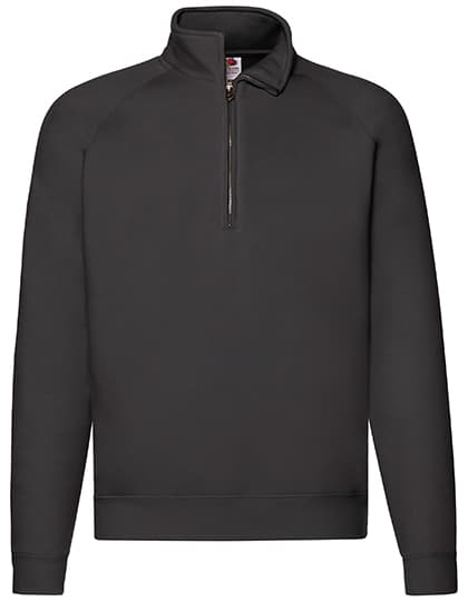 Premium Zip Neck Raglan Sweat — Black