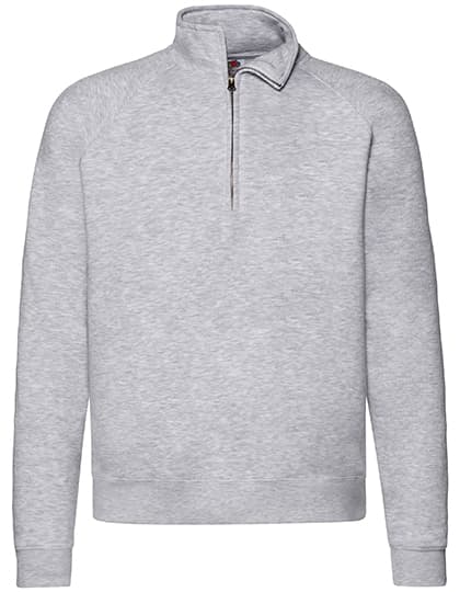 Premium Zip Neck Raglan Sweat — Heather Grey