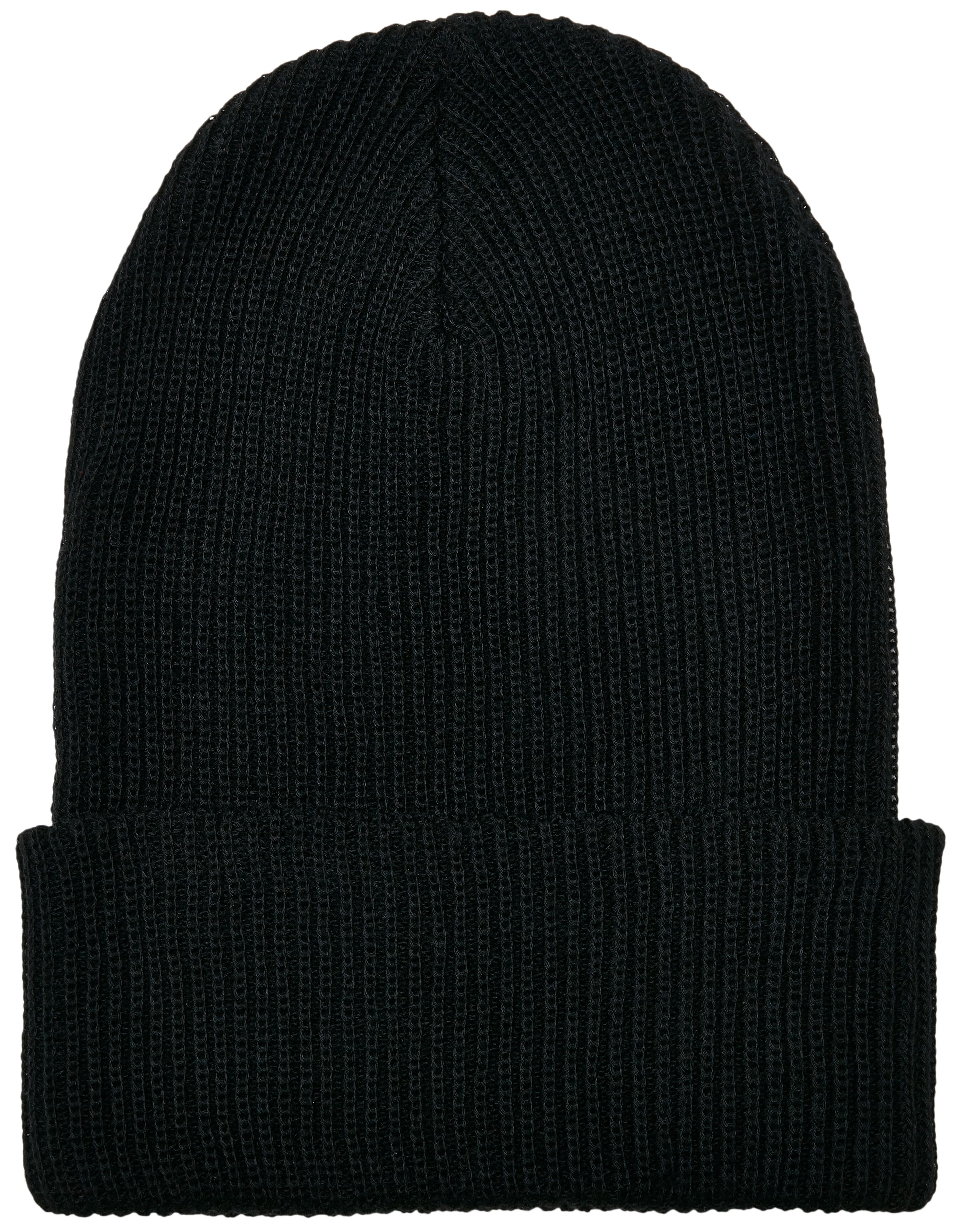 Recycled Yarn Ribbed Knit Beanie — Black