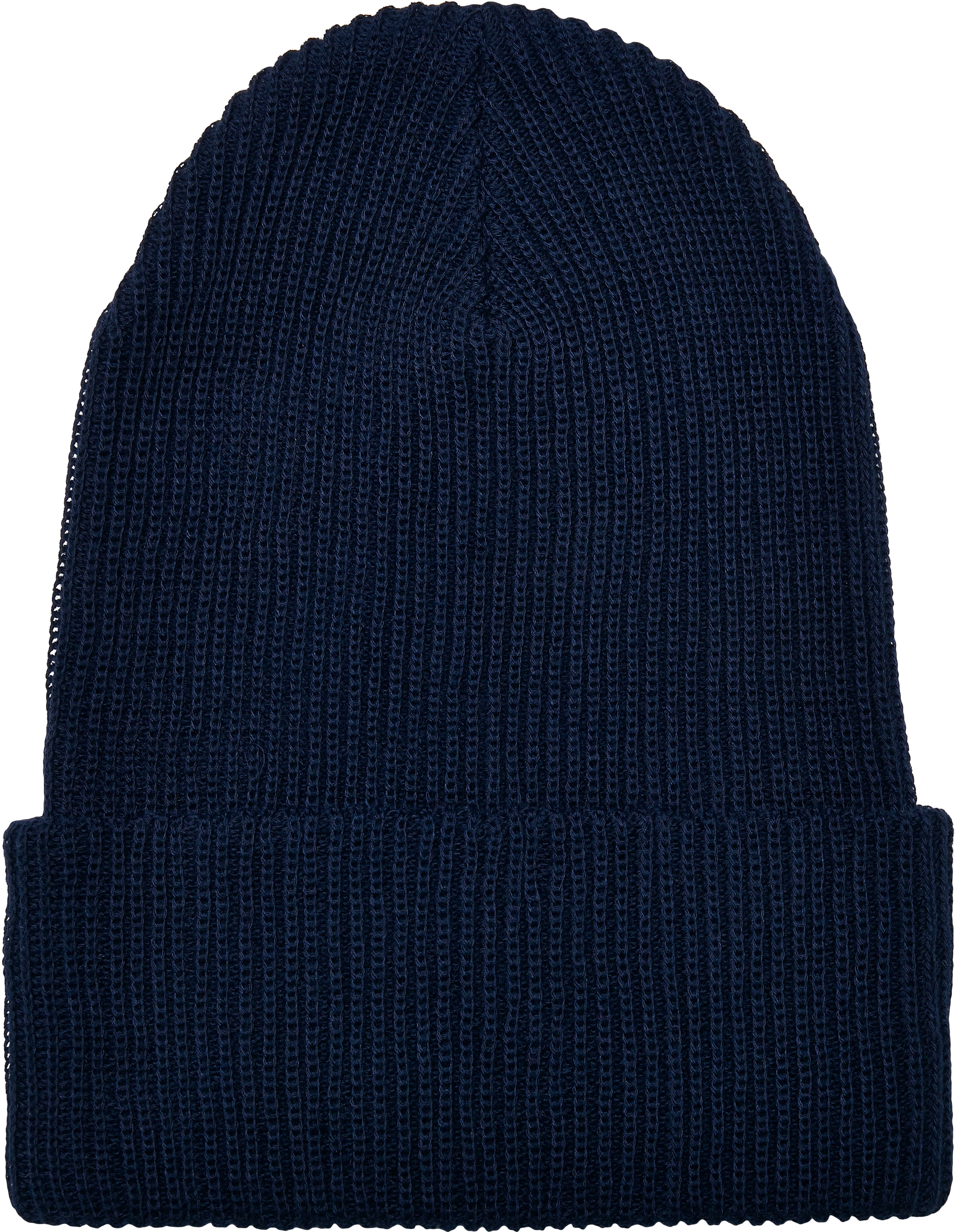Recycled Yarn Ribbed Knit Beanie — Navy