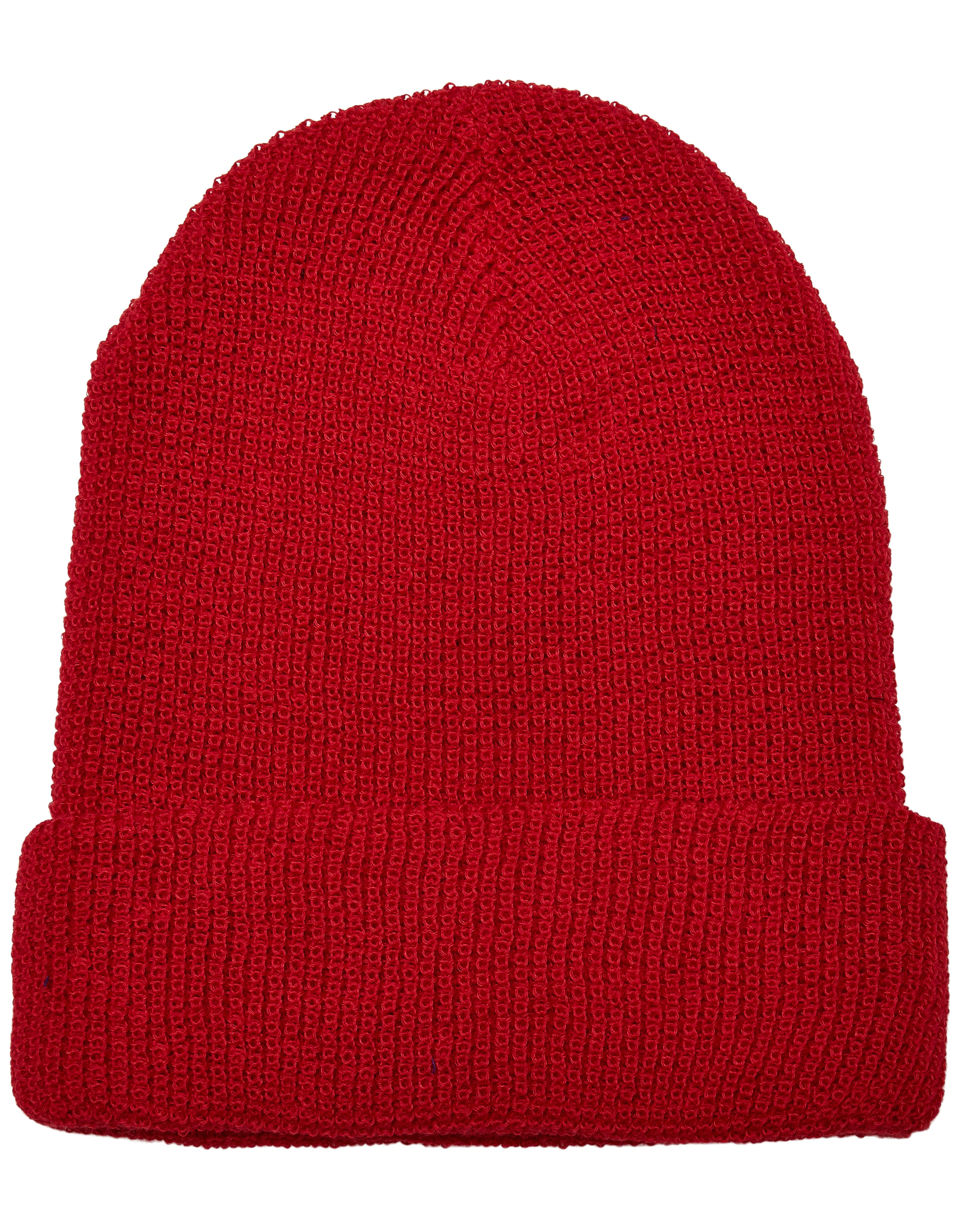 Recycled Yarn Waffle Knit Beanie — Red