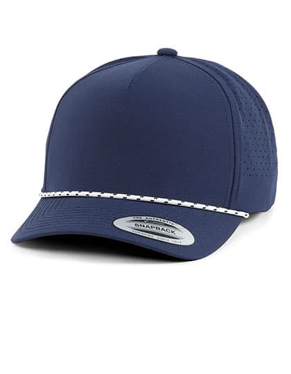 YP Classics 5-Panel Snapback Cap with Perforations and Braided Rope — Navy